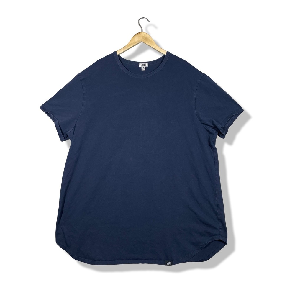 One Bone T-Shirt Mens 3 (XL) Blue Minimalist Casual Comfort Stretch Tee